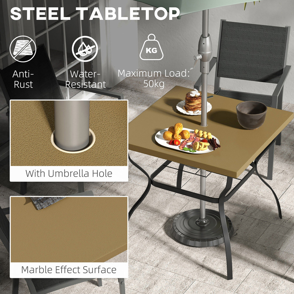 Outsunny 4 Seater Garden Dining Table with Umbrella Hole Brown Image 4