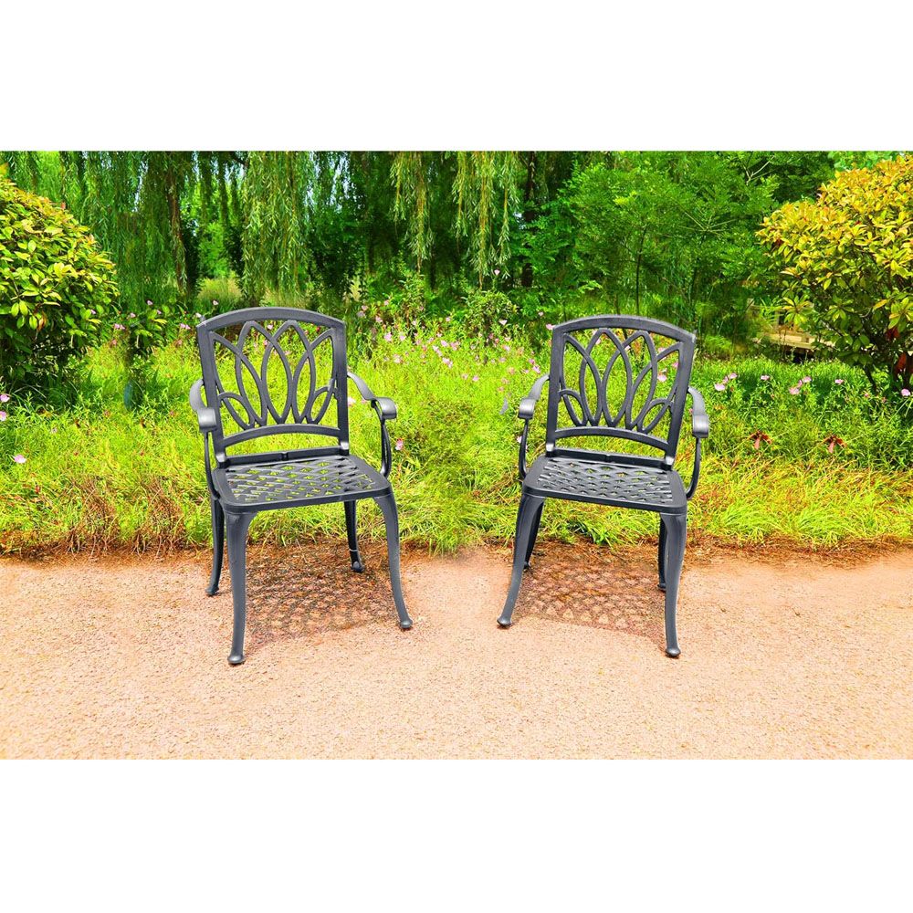 Centurion Positano Set of 2 Grey Garden Bistro Chairs with Armrests Image 8