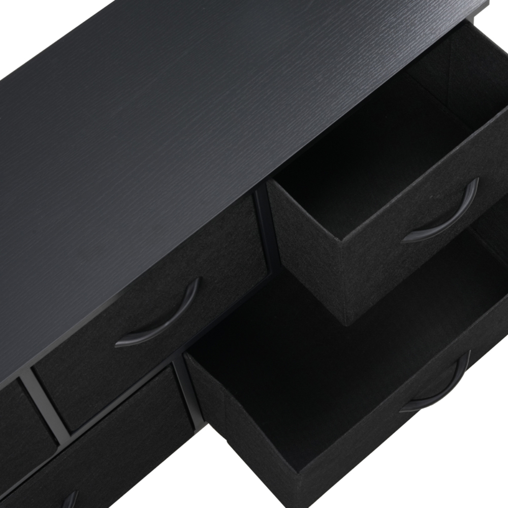 Alivio 5 Drawer Black Fabric Chest of Drawers with Steel Frame and Wood Top Image 3