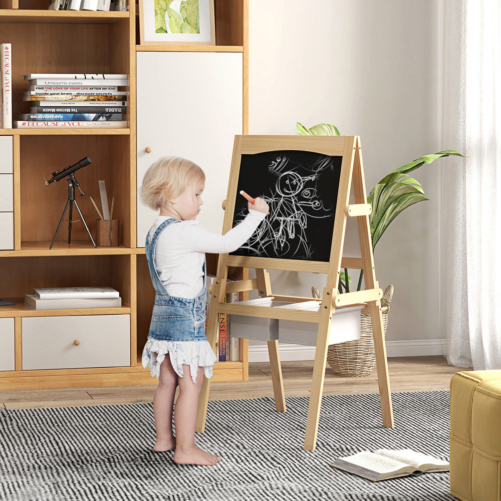 AIYAPLAY 3 in 1 Natural Kids Easel with Paper Roll Image 2