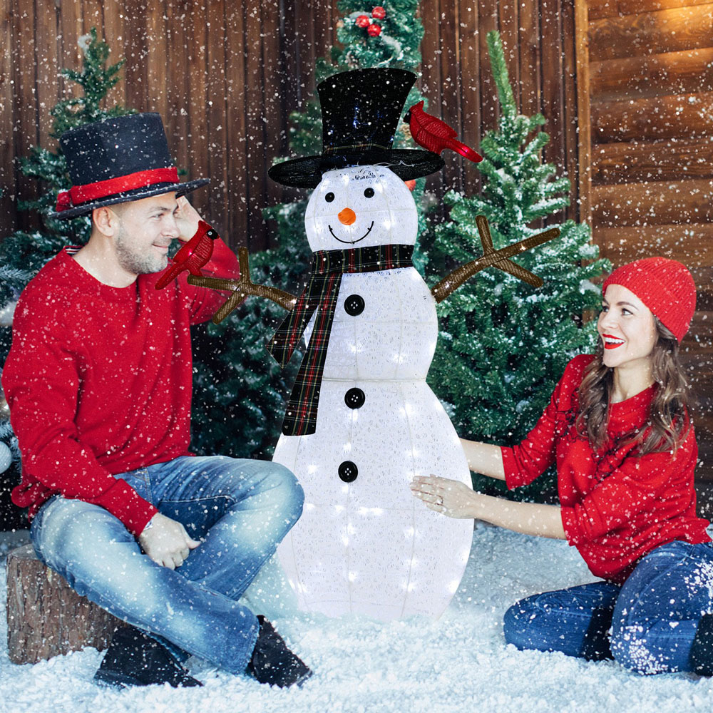 Costway Warm-White LED Pre-Lit Snowman Christmas Ornament 4.1ft Image 3