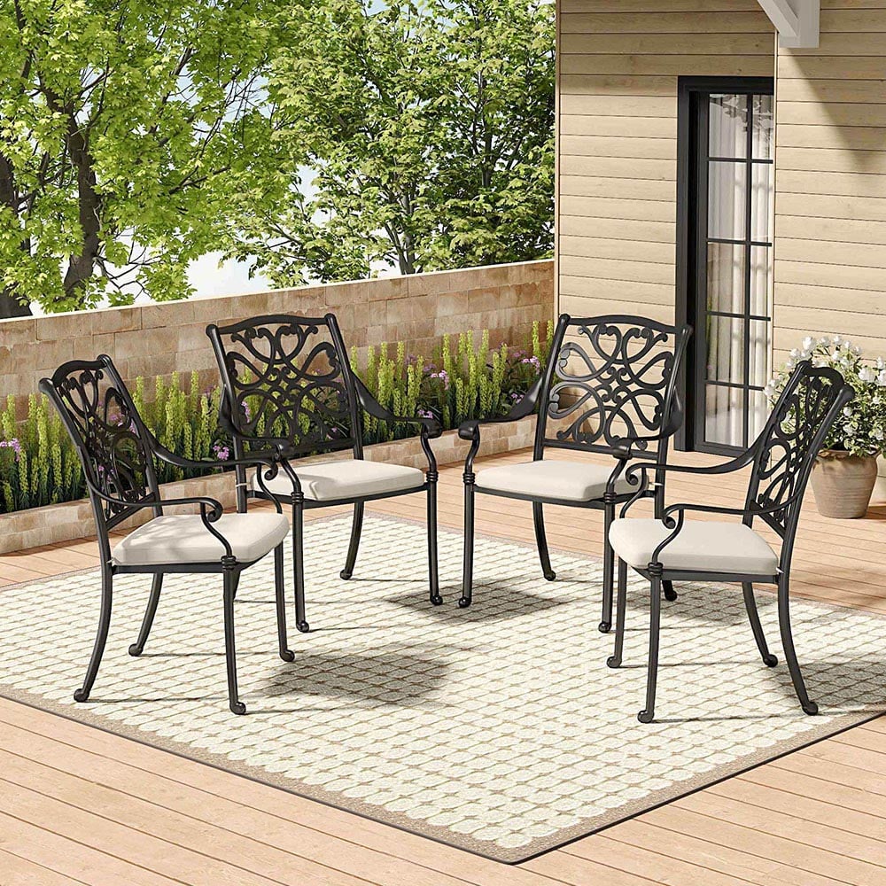 Living and Home Set of 4 Dining Armchairs with Cushions Image 7