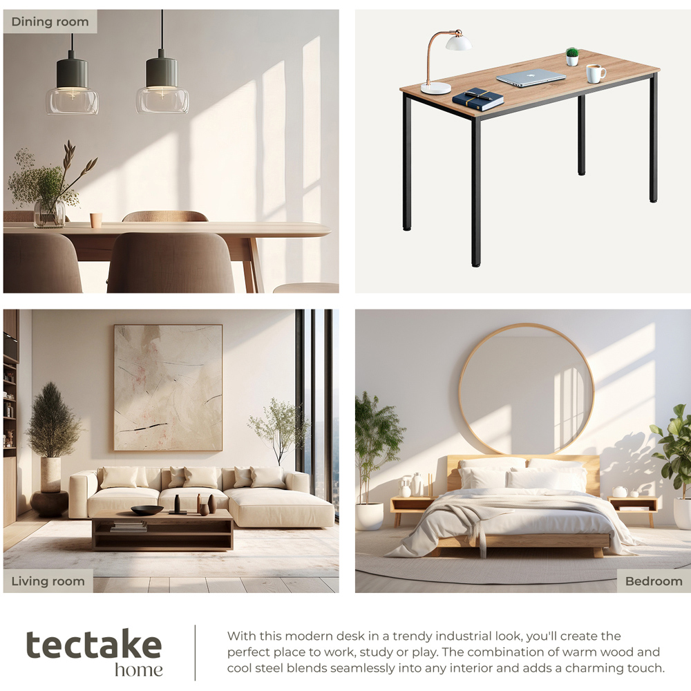 tectake Vanport Oak Sonoma Office Desk with Plastic Feet Image 5