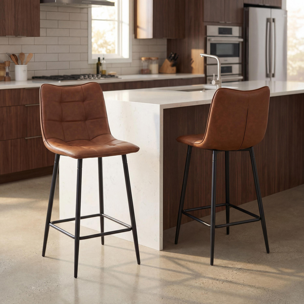 Portland Kensington Tuscan Tan Faux Leather Bar Stool Image 8