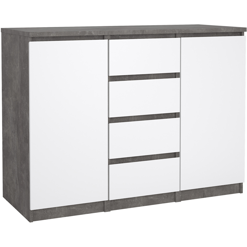 Florence 2 Door 4 Drawer Concrete and White High Gloss Sideboard Image 2