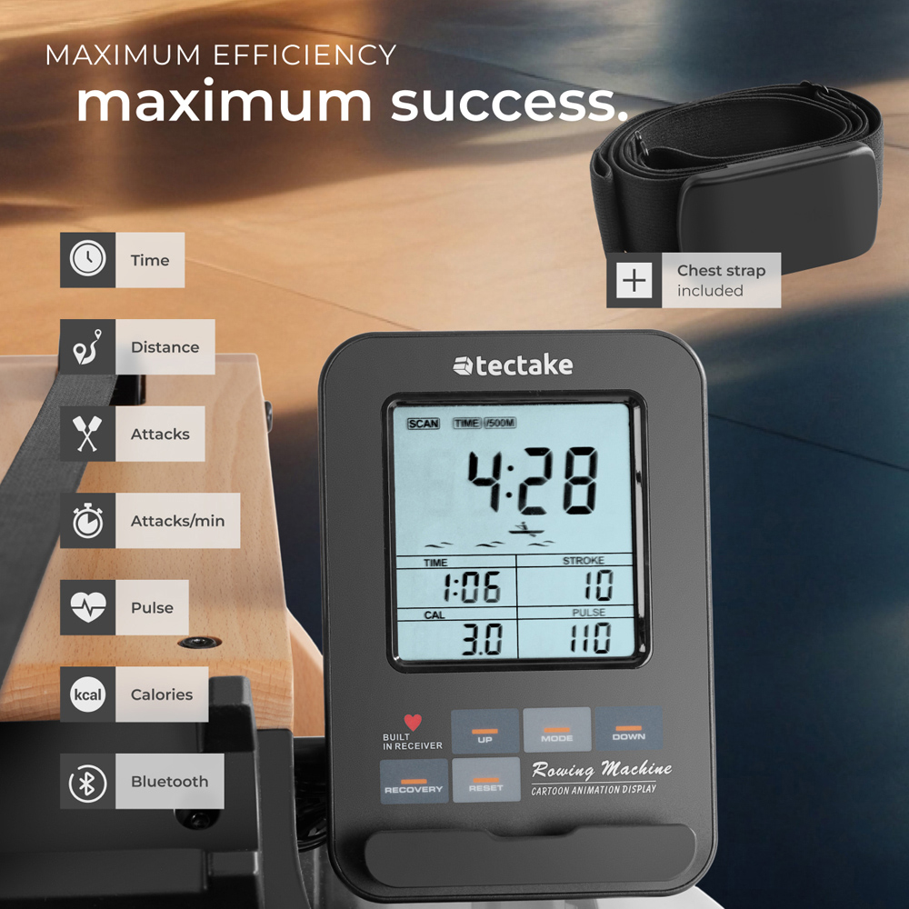 tectake Titan XR2 6 Resistance Level Home Rowing Machine with Training Computer Image 7