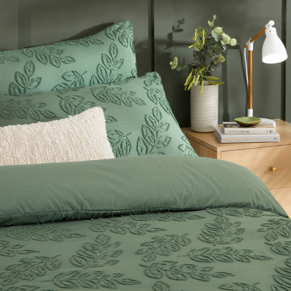 Duvet Day Seville Super King Size Green Leaf Tufted Duvet Set Image 2