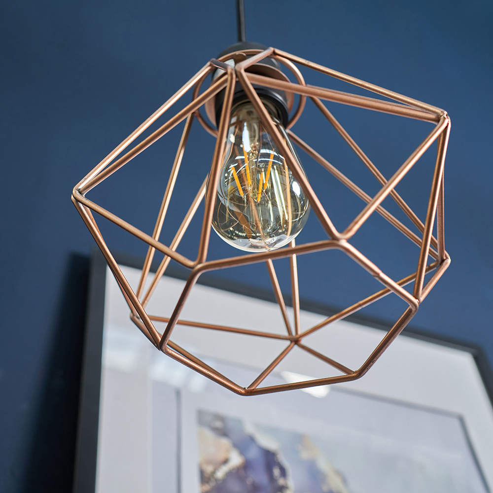ValueLights Diablo Copper Industrial Wire Frame Pendant Shade Image 6