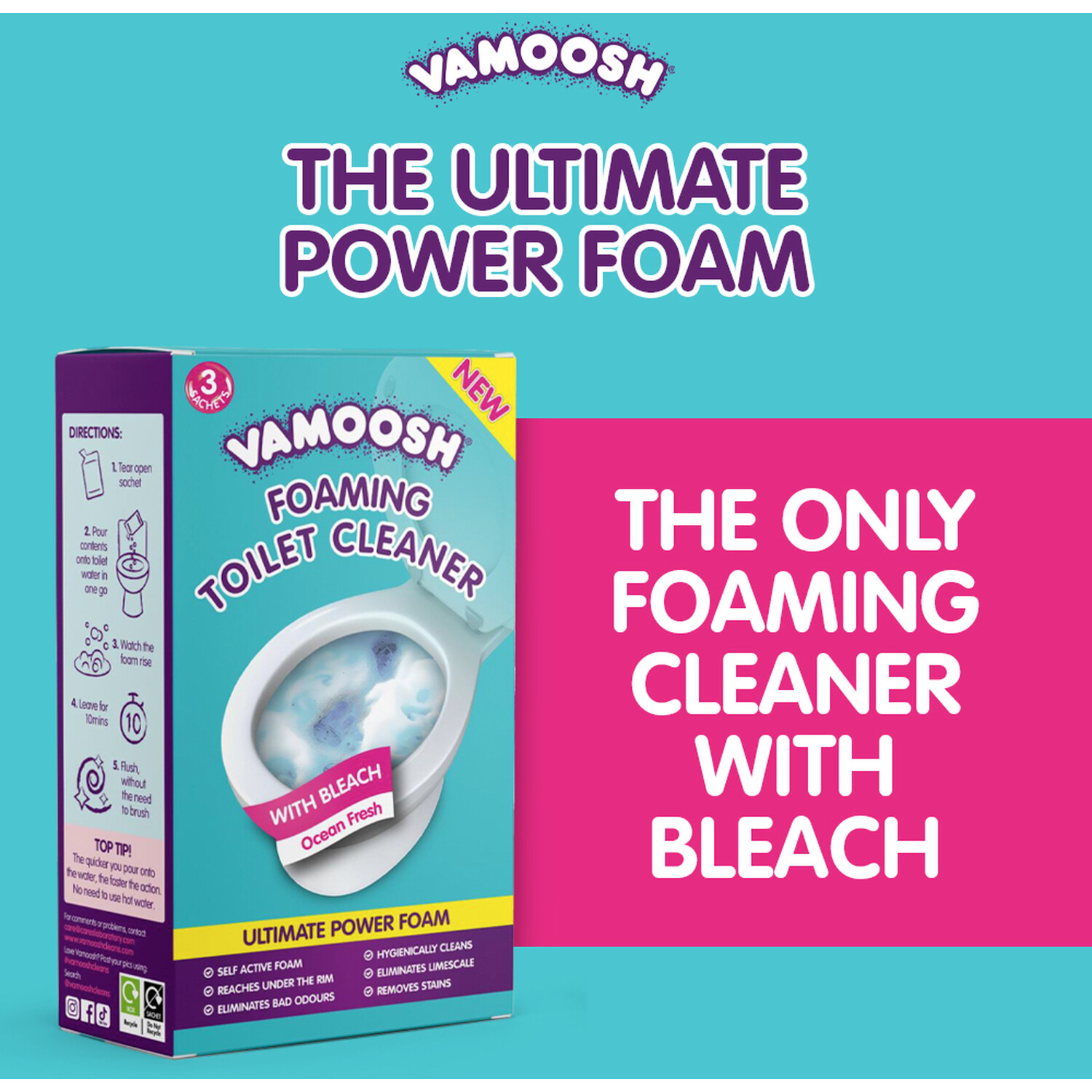 Pack of 3 Vamoosh Foaming Toilet Cleaners Image 2