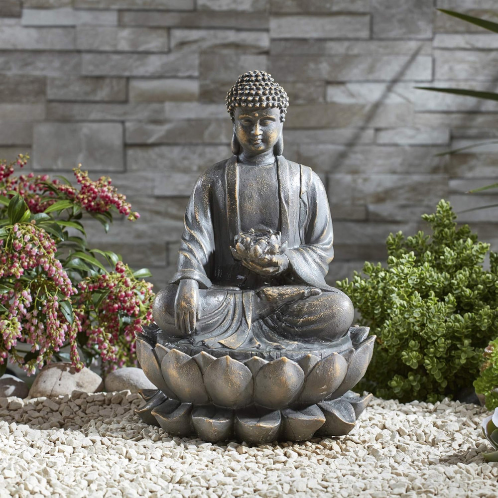 Serenity Sitting Buddha Tabletop Mains Powered Water Feature Image 2