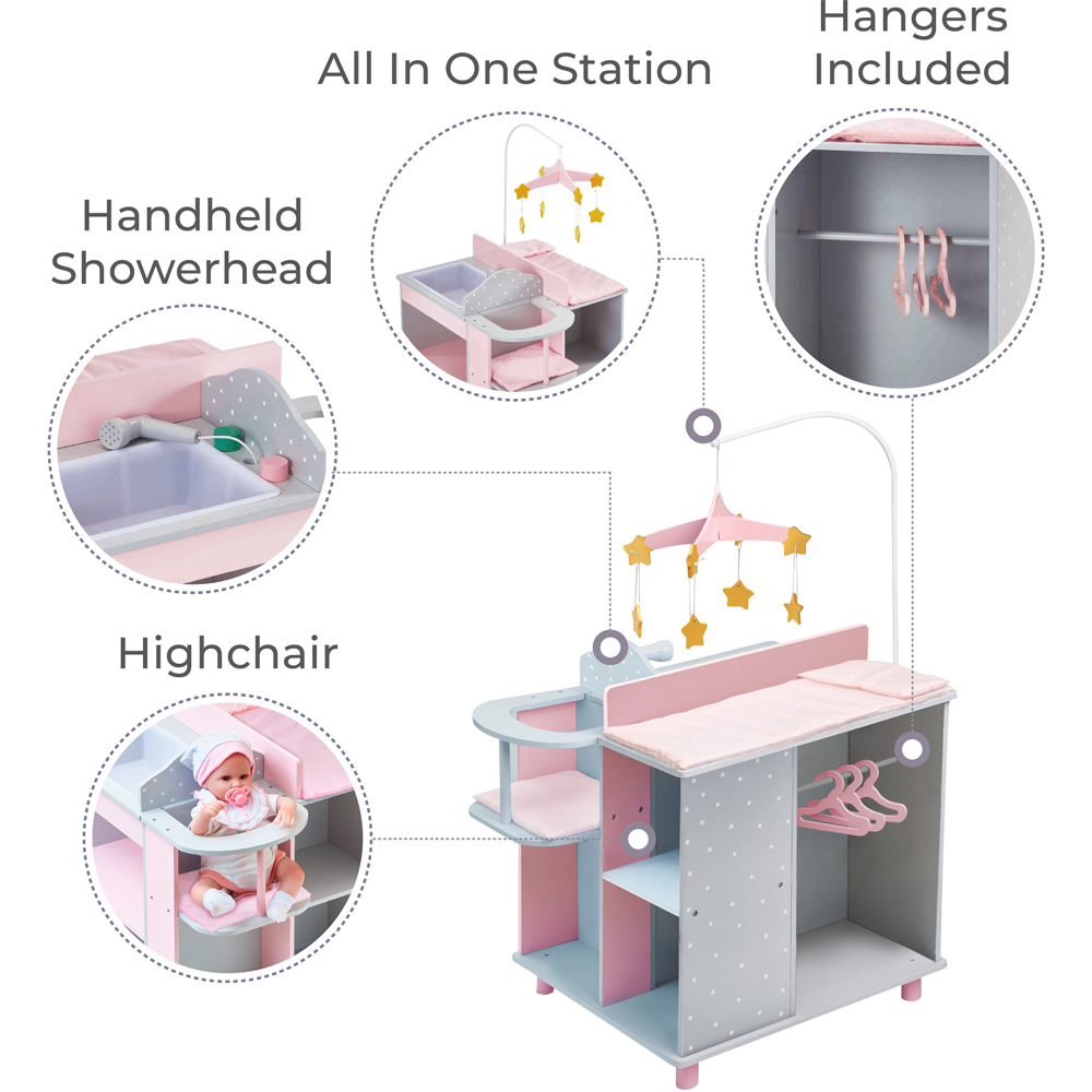 Teamson Kids Olivia's Little World Grey Polka Dots Princess Baby Doll Changing Station Image 5