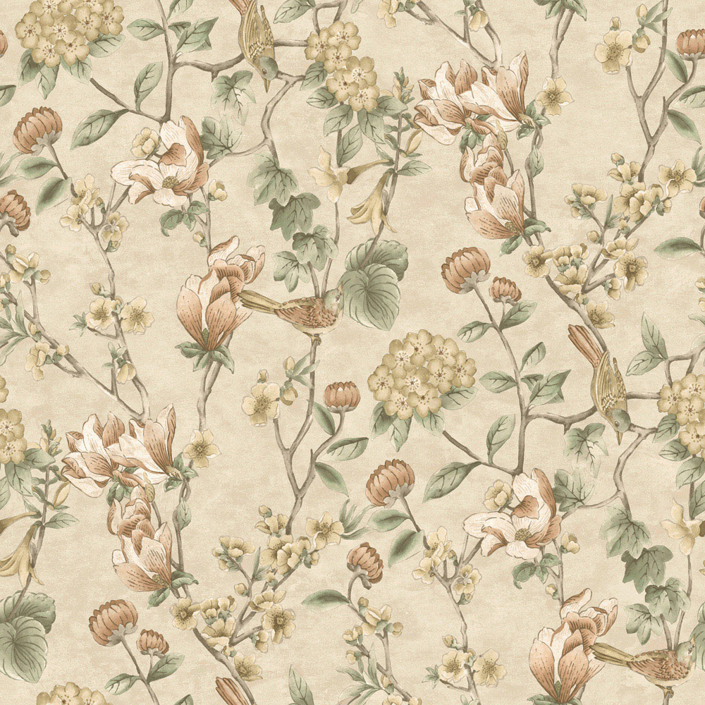Holden Floral Bird Trail Cream Wallpaper Image 1