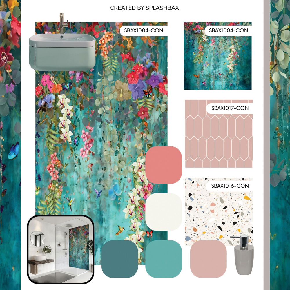 Splashbax Premium Artisan Botanical Cascade Acrylic Bathroom Wall Panel 2400 x 1200mm Image 8