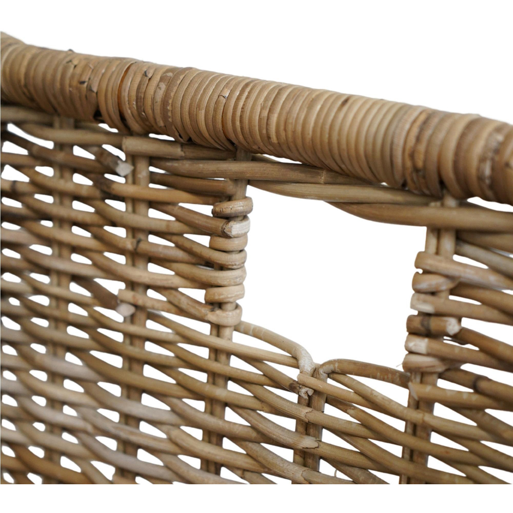 Ivyline Natural Rattan Rustic Log Trolley with Kindling Shelf Image 6