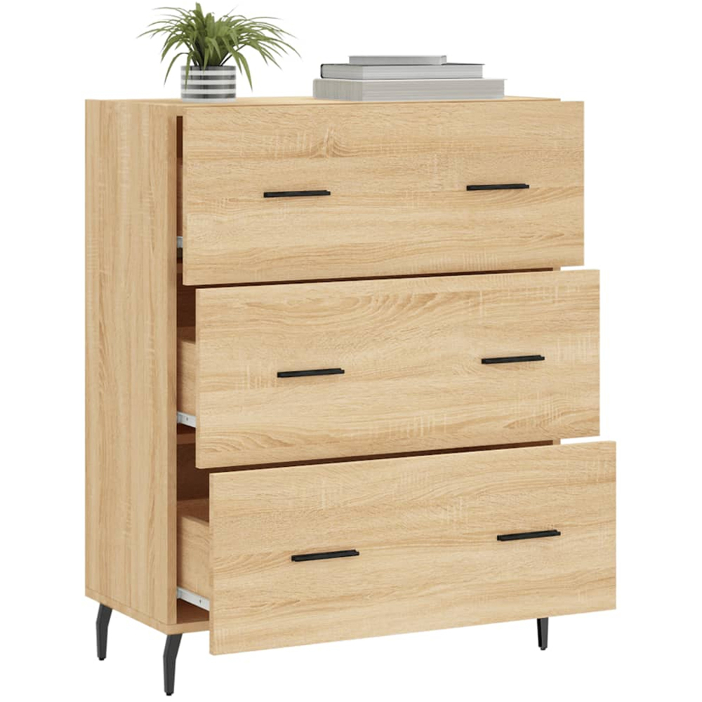 vidaXL 3 Drawer Sonoma Oak Sideboard Image 4