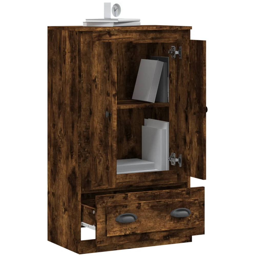 vidaXL 2 Door Single Drawer Smoked Oak Highboard Image 5