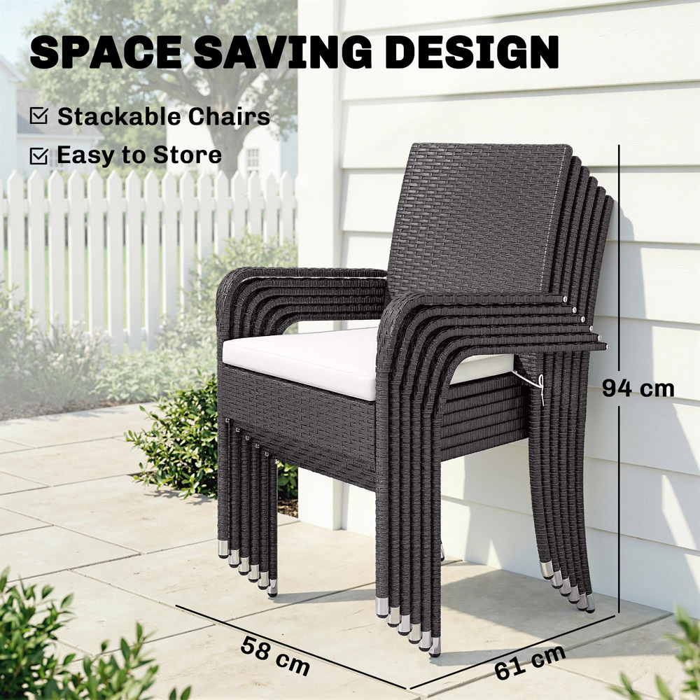 Outsunny 6 Seater Rattan Garden Furniture Set Cream Image 7