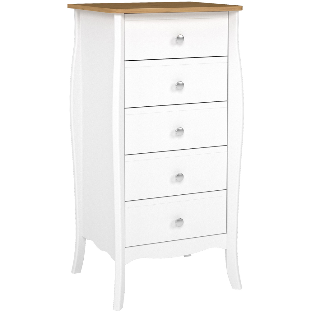 Florence Baroque 5 Drawer Pure White Iced Coffee Lacquer Narrow Chest of Drawers Image 2