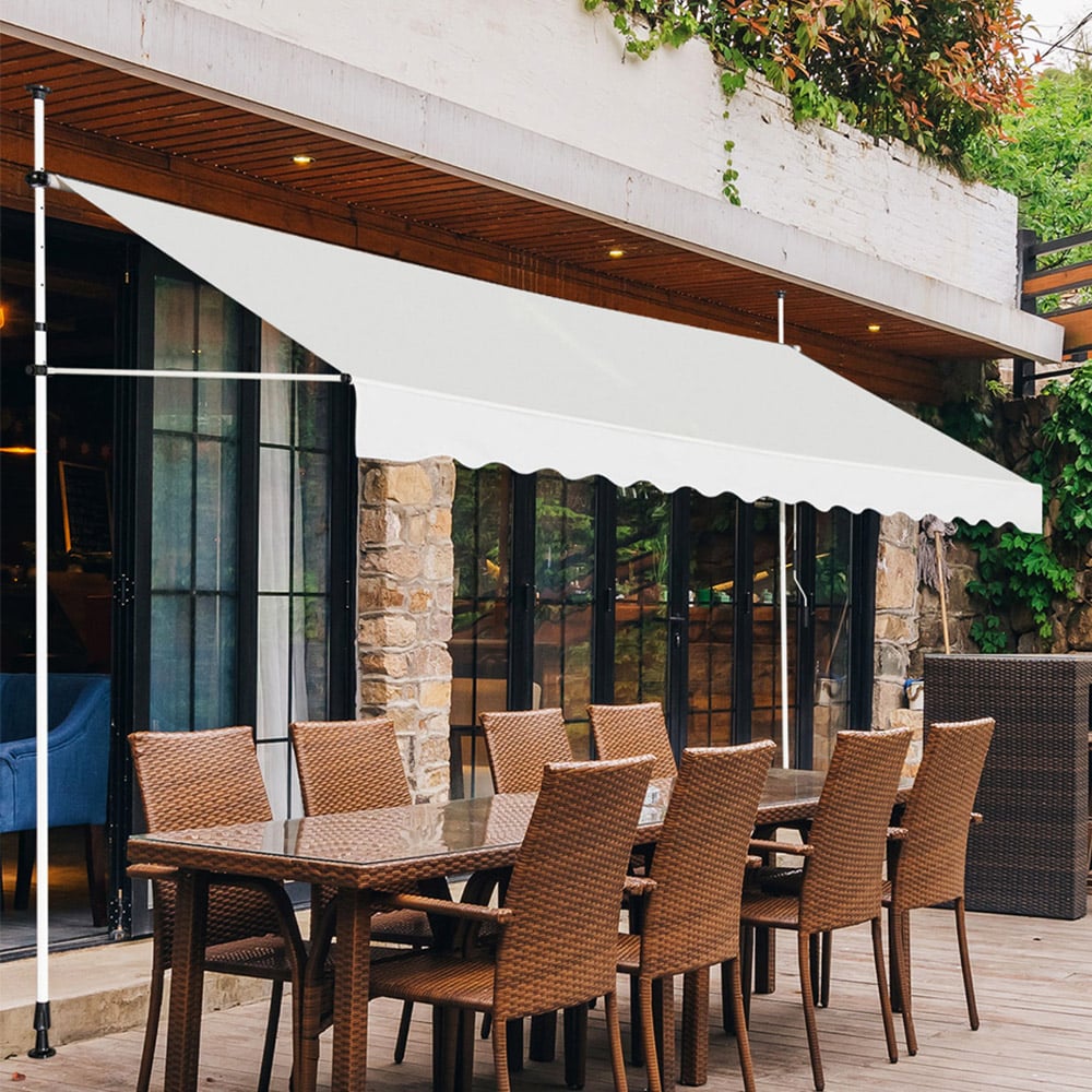 Costway Beige Telescopic Retractable Awning 4 x 1.8m Image 1
