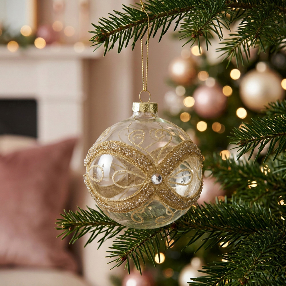 Decorative Gold Embellished Bauble Image 2