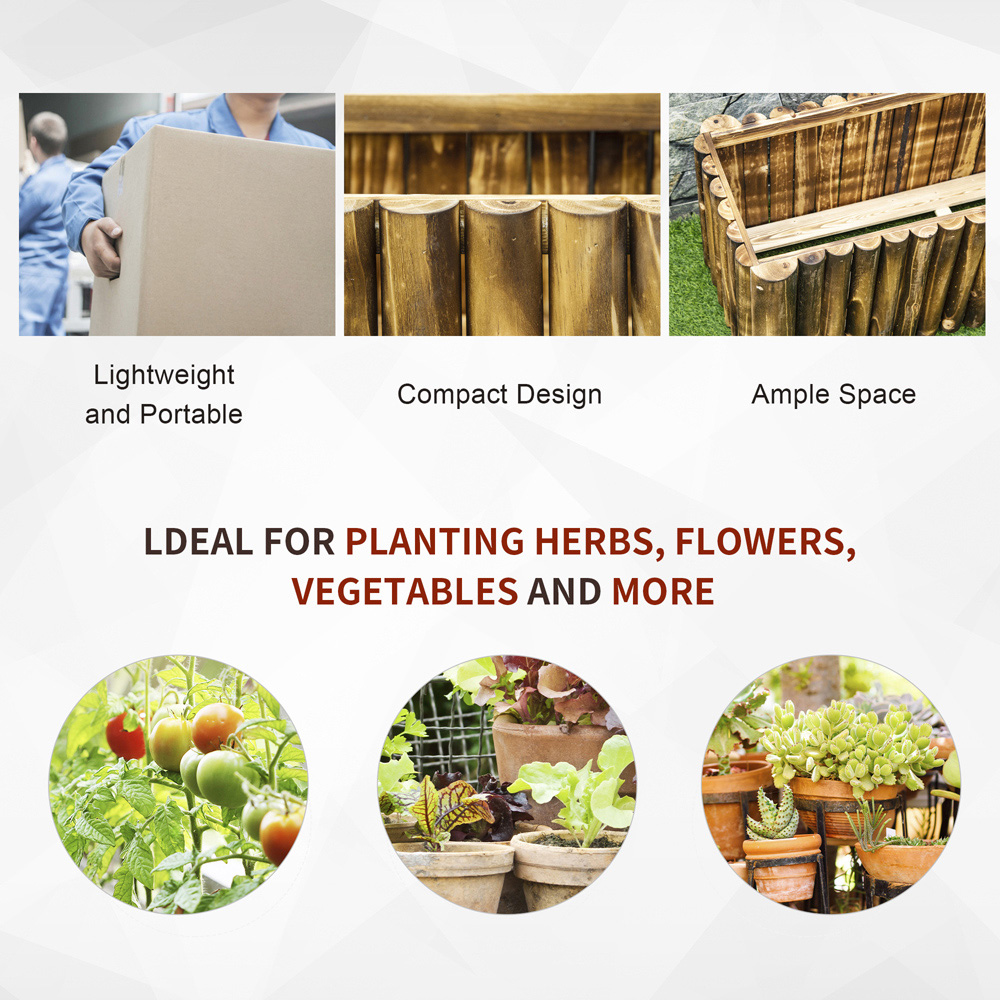 Outsunny Wooden Rectangular Raised Bed Planter 40 x 38.5 x 100cm Image 4