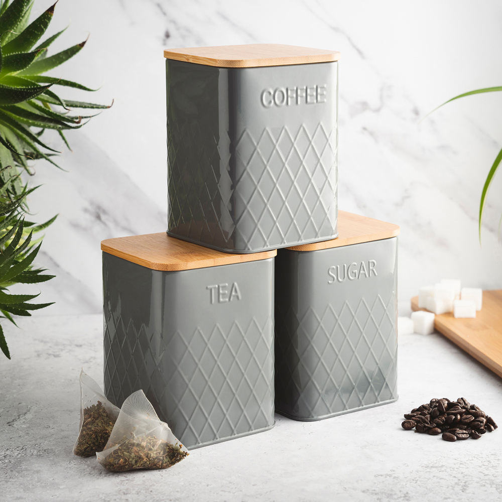 Cooks Professional 3 Piece Grey Square Kitchen Storage Set Image 2