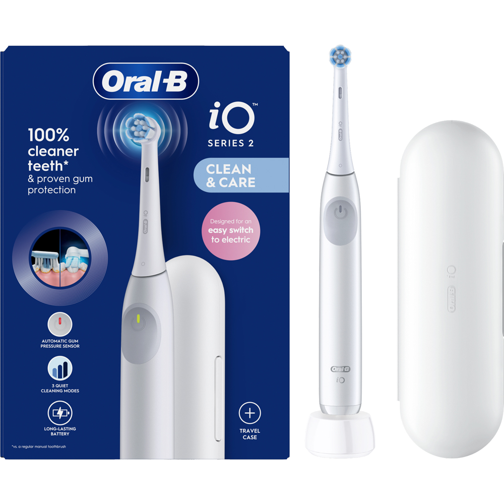 Oral-B iO2 Series Simple White Rechargeable Electric Toothbrush with Travel Case Image 2