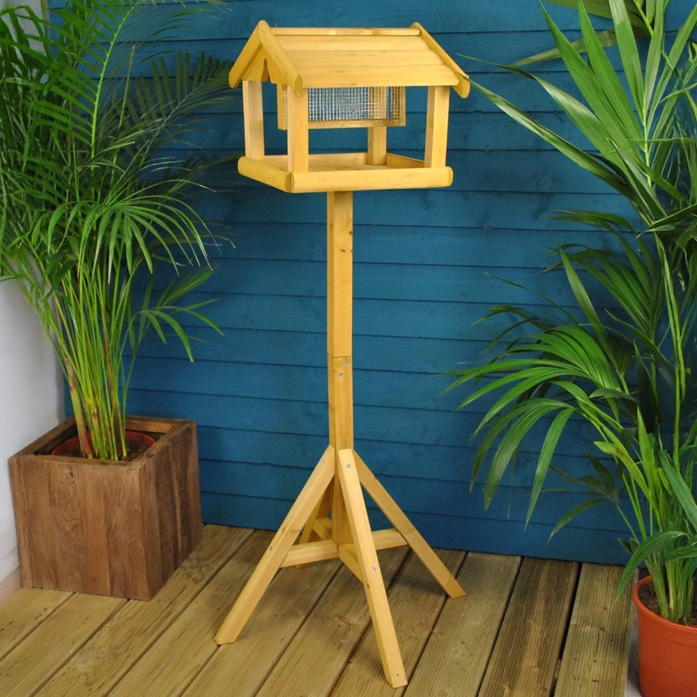 Marco Paul Premium Freestanding Wooden Bird Table with Feeder Image 2
