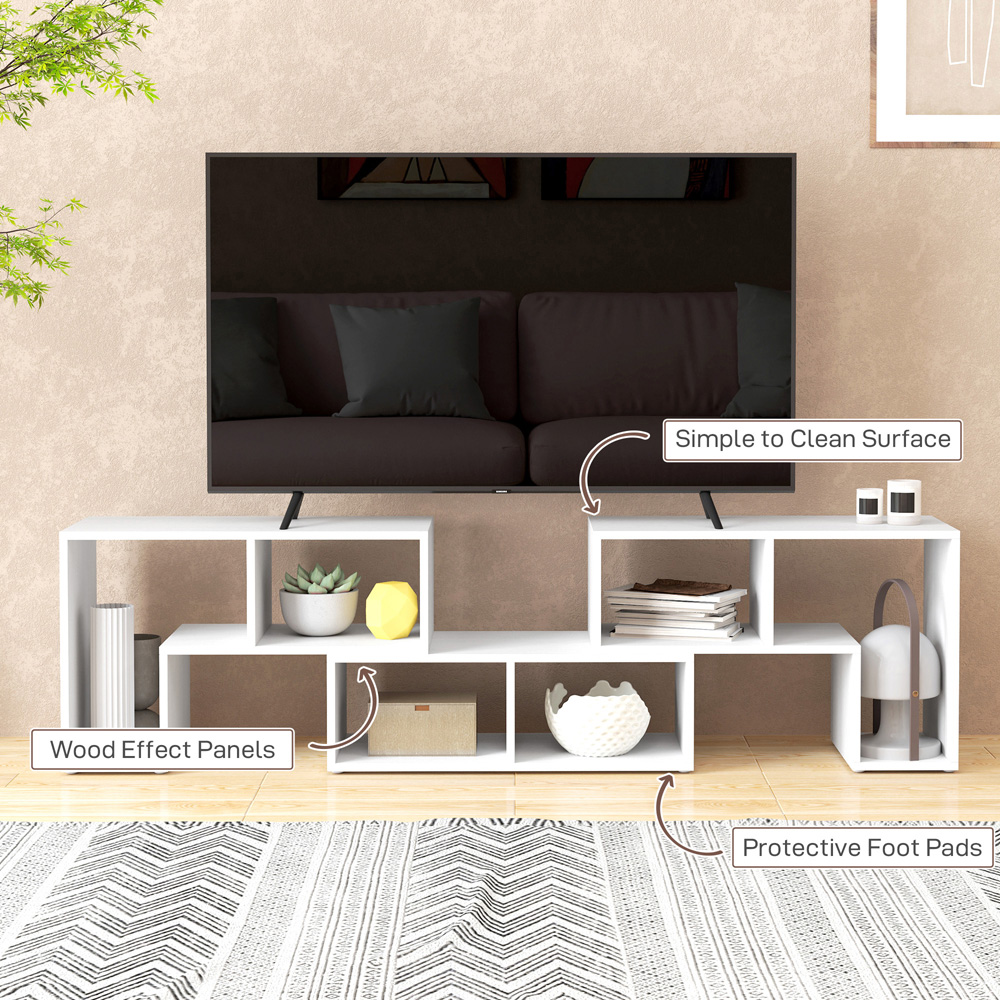 HOMCOM 6 Shelf White TV Unit Image 6