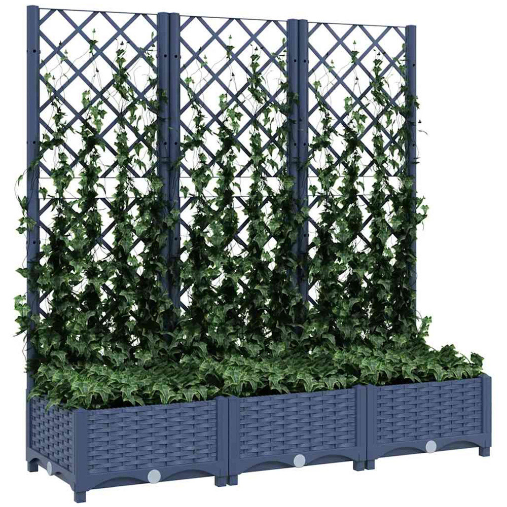 vidaXL White Plastic Raised Garden Planter with Trellis 121.5 x 120 x 40cm Image 2