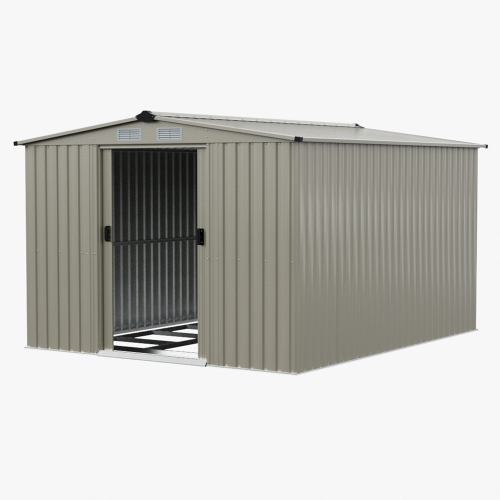 Living and Home 10 x 8ft Grey Metal Apex Garden Storage Shed with Foundation Image 4