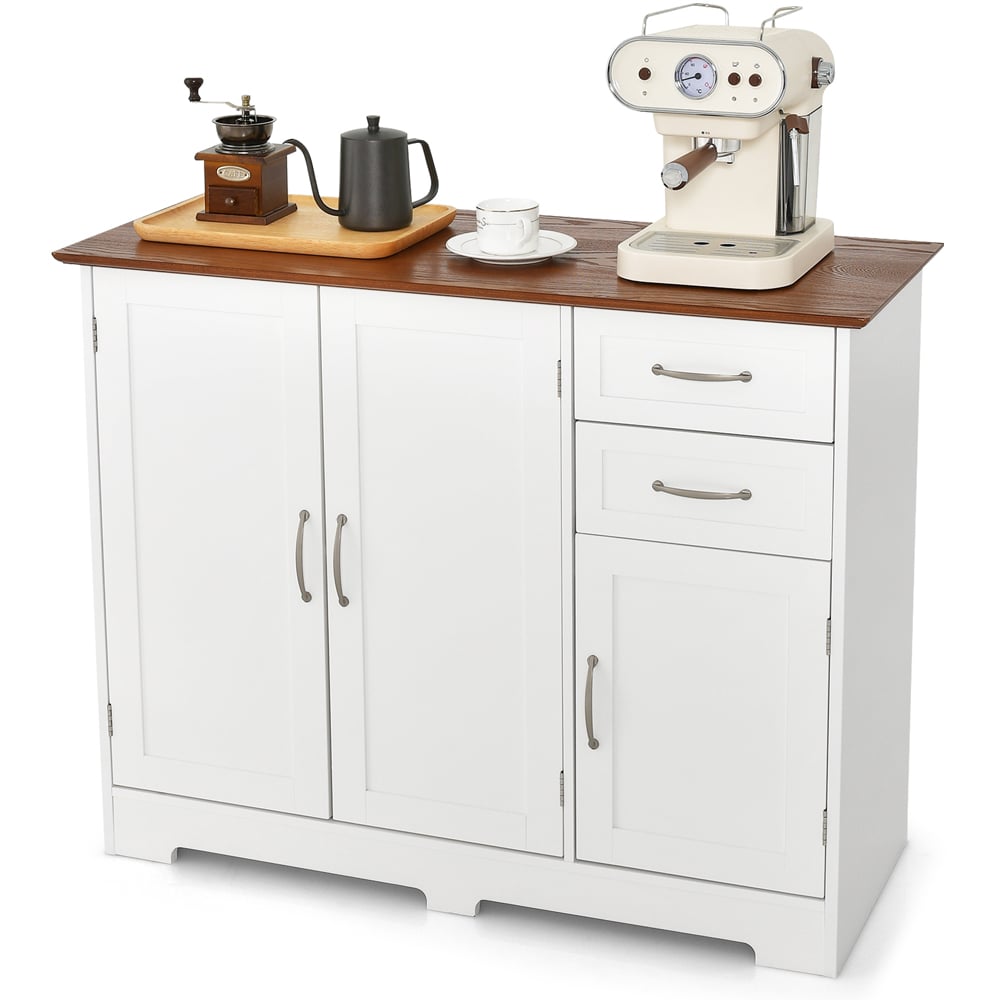 Costway 3 Door 2 Drawer White Storage Cabinet Image 4