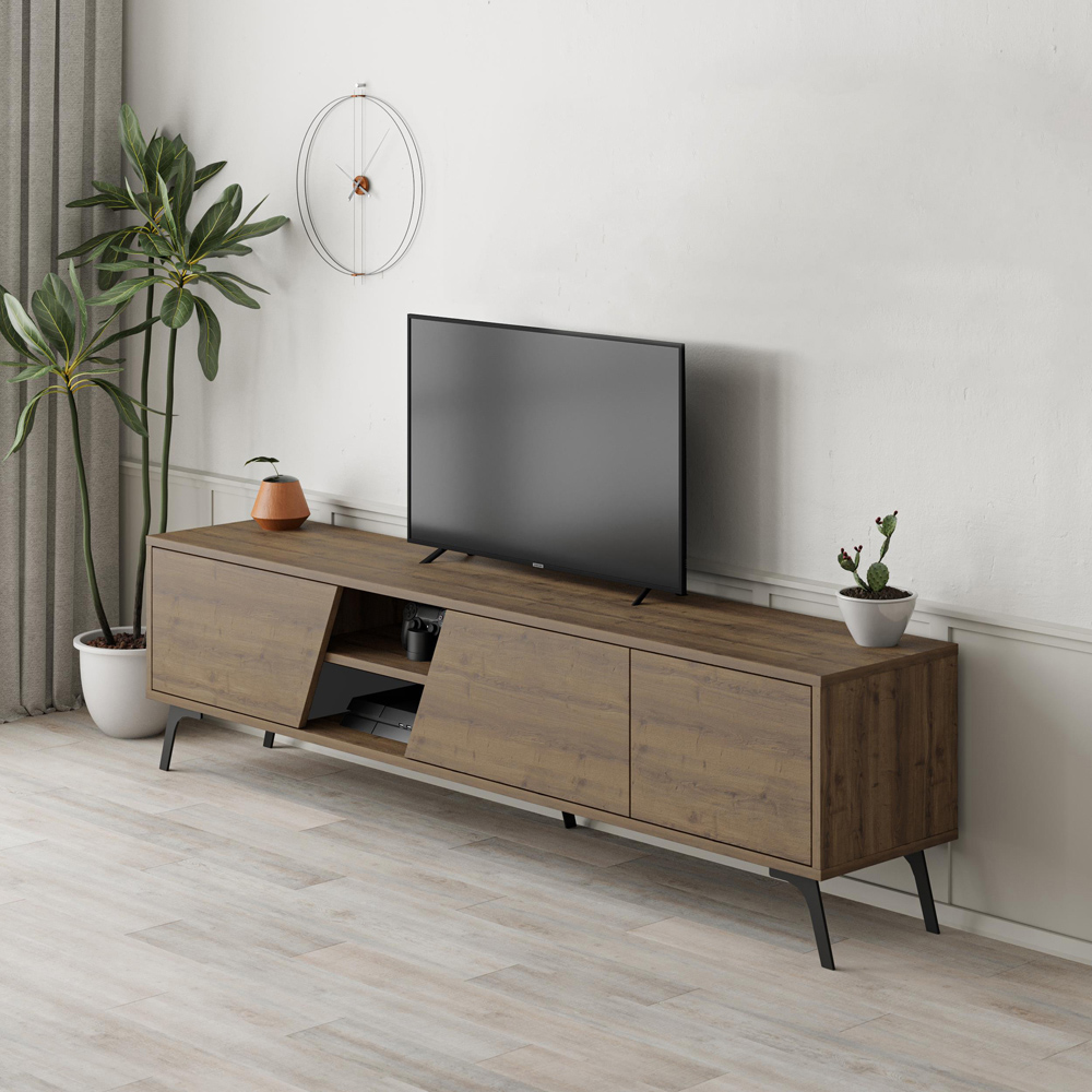 Decortie Fiona 3 Door 2 Shelf Dark Oak Effect TV Unit Image 4
