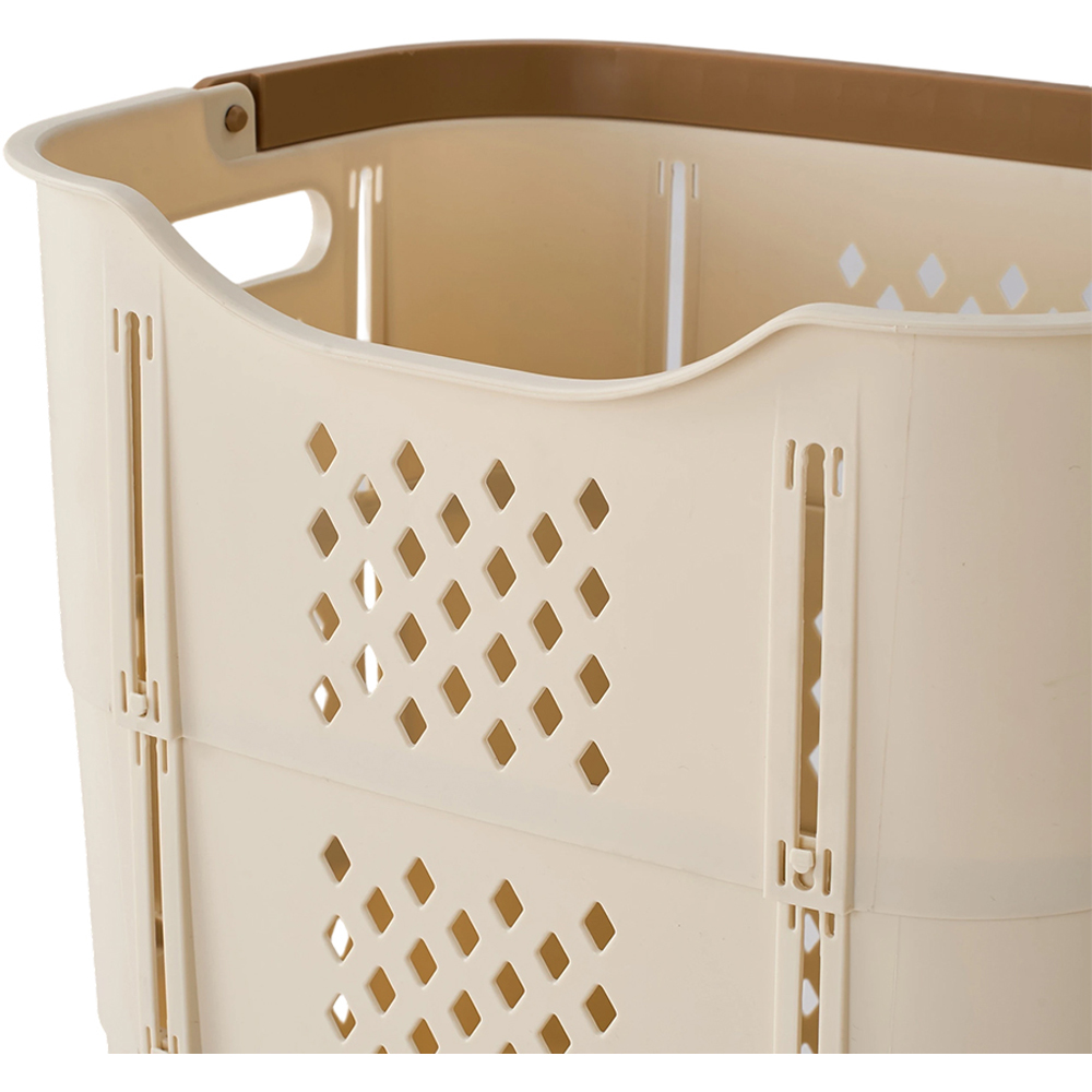 Living and Home Cream Collapsible Plastic Laundry Basket with Handle Image 4