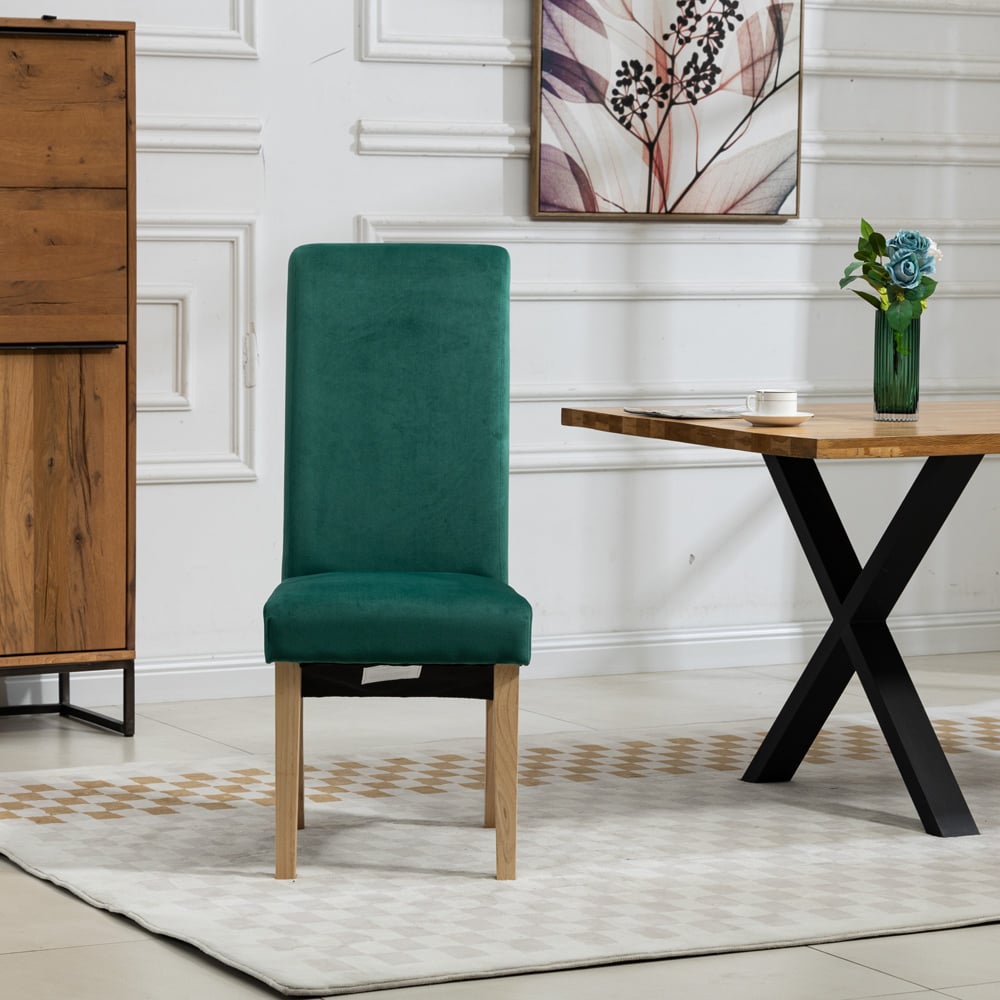 Artemis Home Rimini Set of 2 Green Velvet Fabric Dining Chair Image 2