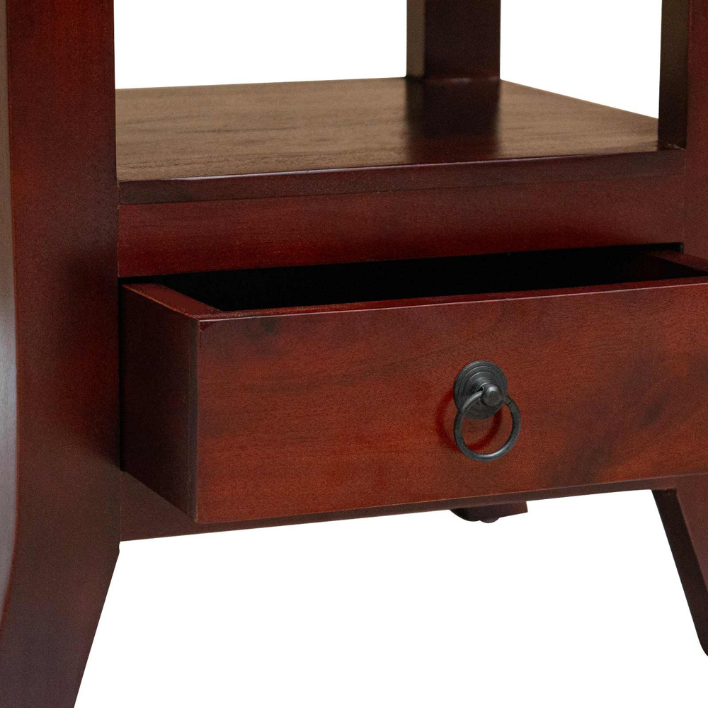 vidaXL Single Drawer Single Shelf Brown Solid Mahogany Wood Bedside Table Image 9