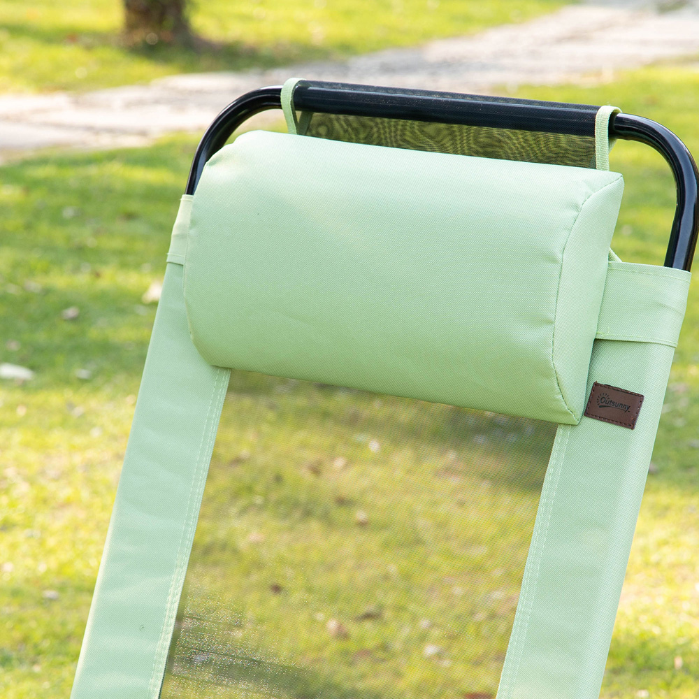 Outsunny Set of 2 Green Folding Recliner Camping Chair Image 4