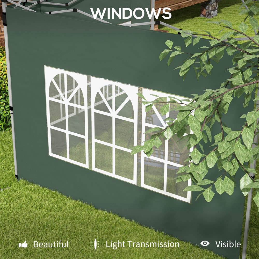 Outsunny Green Gazebo Side Panels with Window 2 Pack Image 6