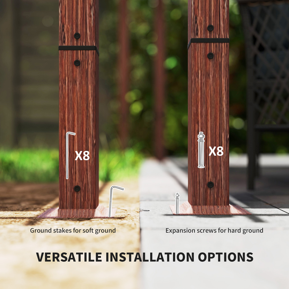 Outsunny 3 x 3m Natural Aluminium Garden Pergola with Retractable Roof Image 6