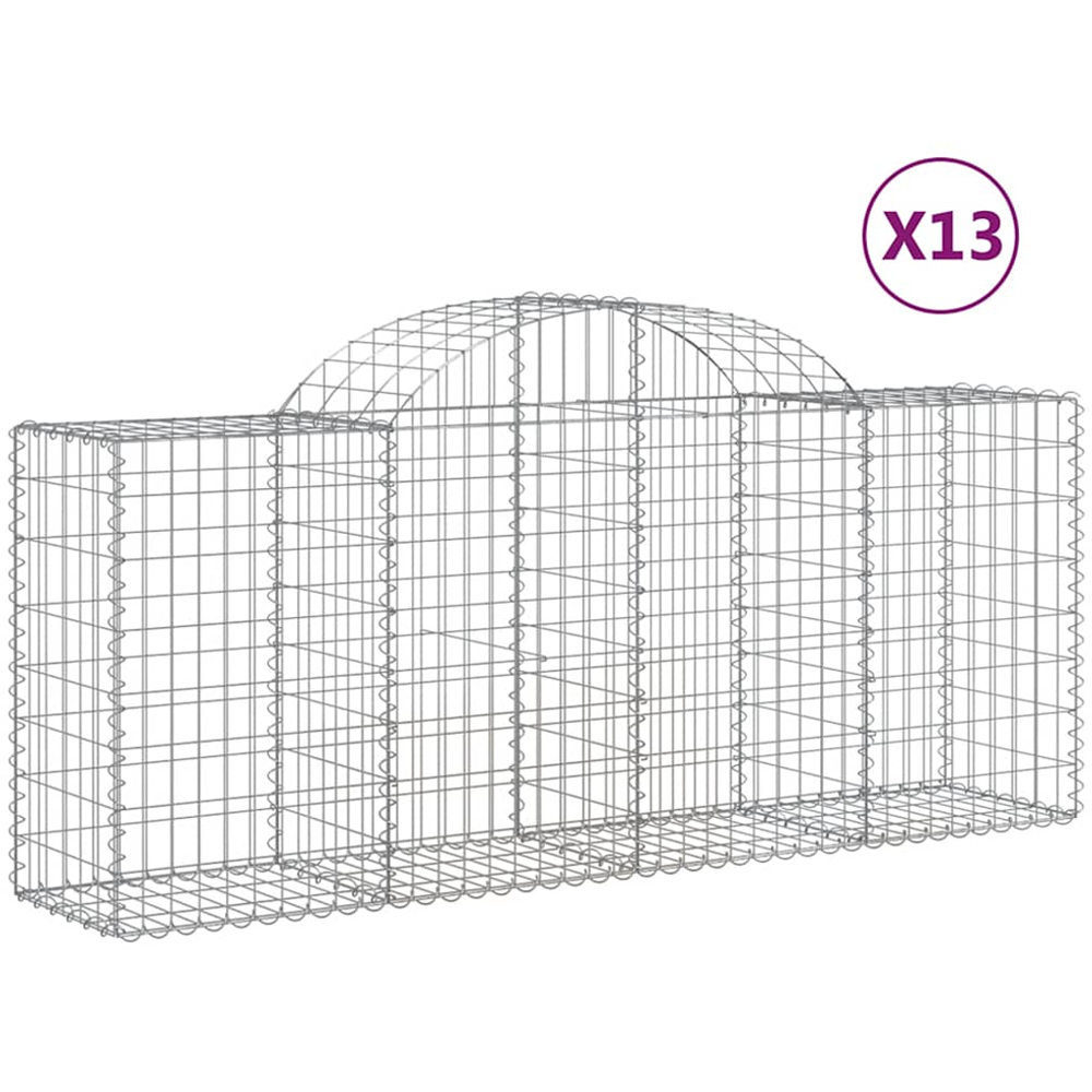 vidaXL Silver Galvanised Iron Arched Gabion Basket 200 x 50 x 80/100cm 13 Pack Image 4
