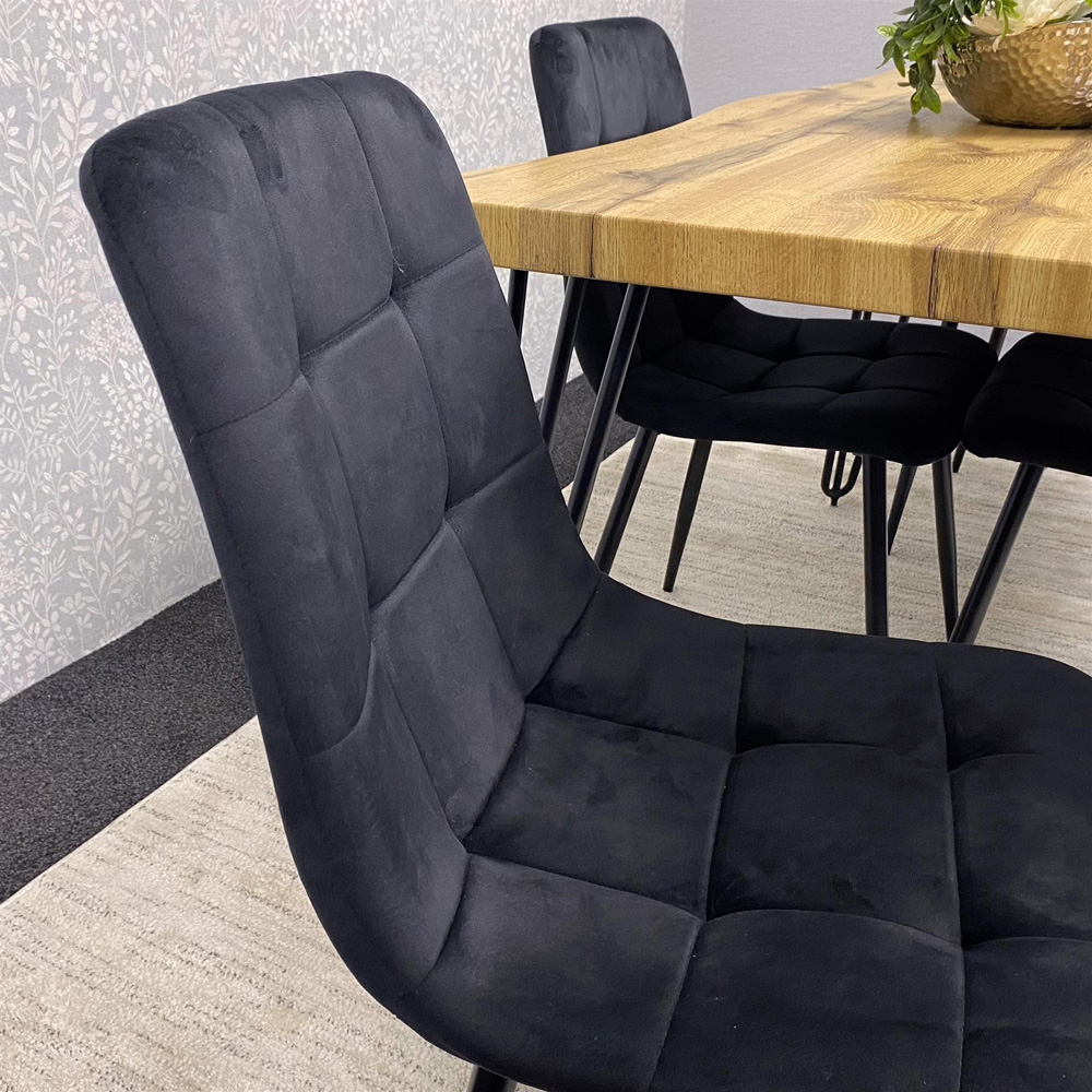Kosy Koala 6 Seater Velvet Wooden Dining Set Black Image 5