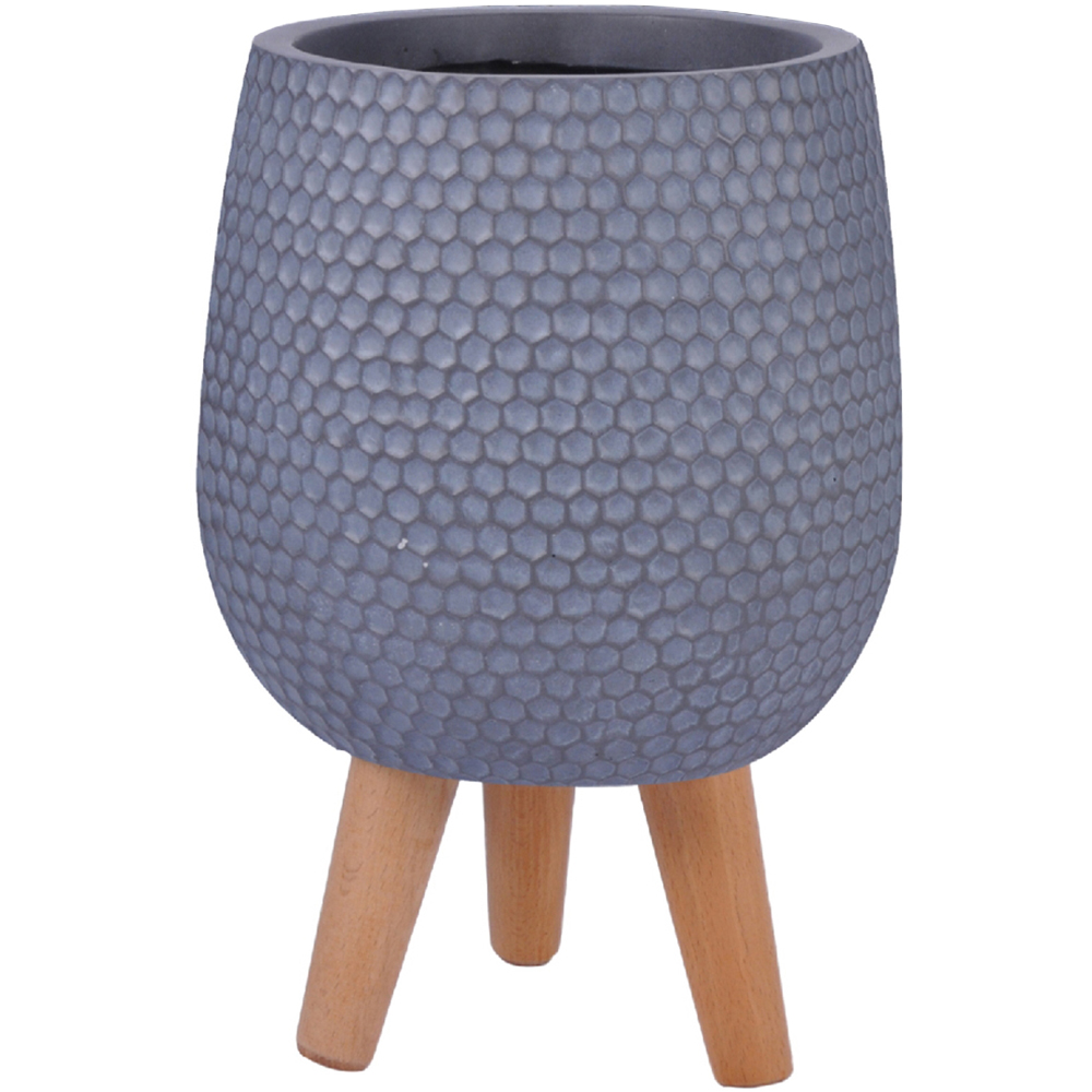 wilko Honeycomb Grey Round Indoor Planter on Legs 34cm Image 1
