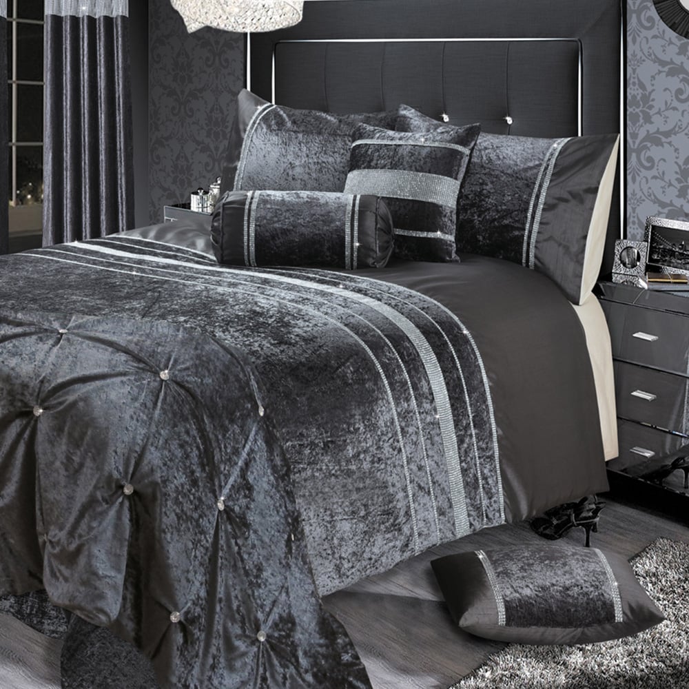 Intimates Rienzo Double Charcoal Diamante Duvet Set Image 1