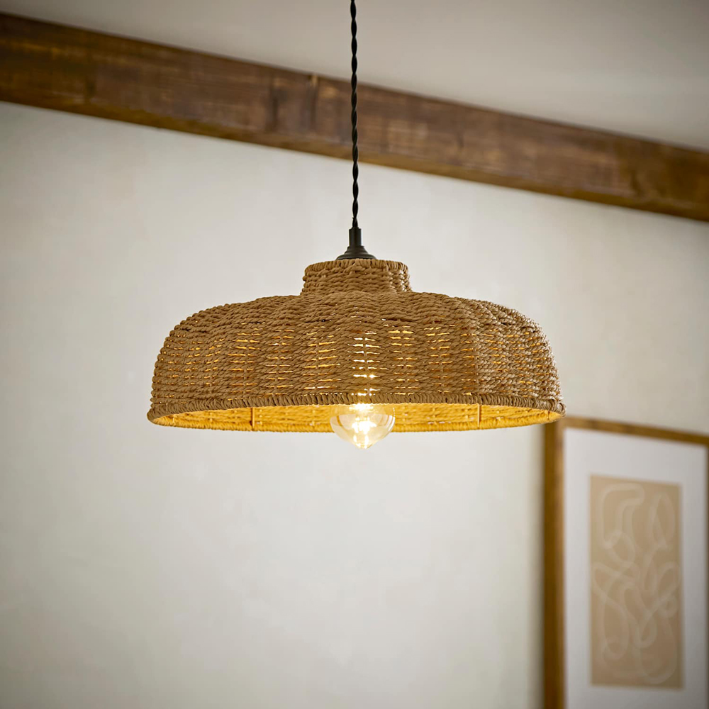 ValueLights Neveah Round Natural Rattan Pendant Lamp Shade Image 6