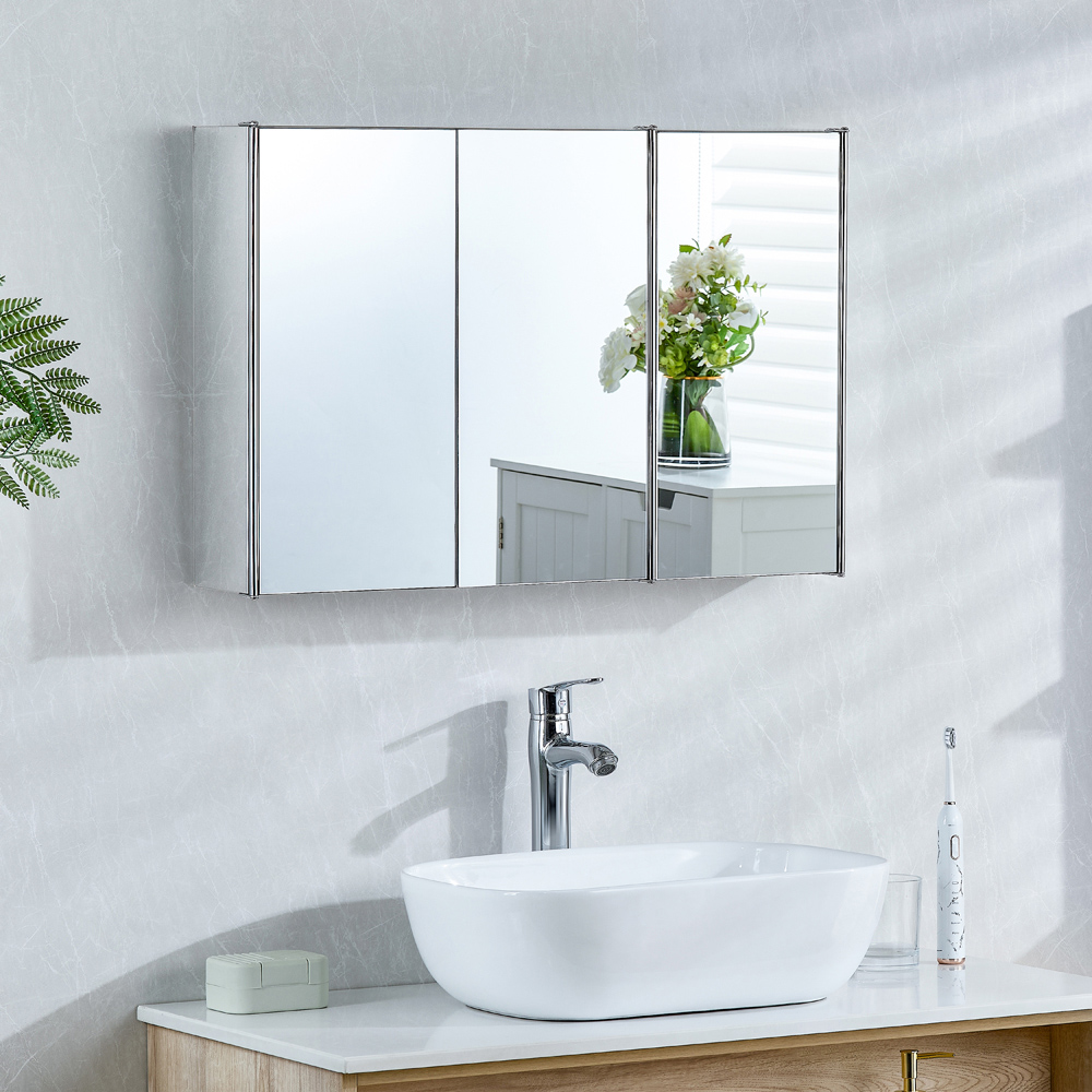 BATH VIDA Tiano Silver 3 Door Mirror Bathroom Cabinet Image 3