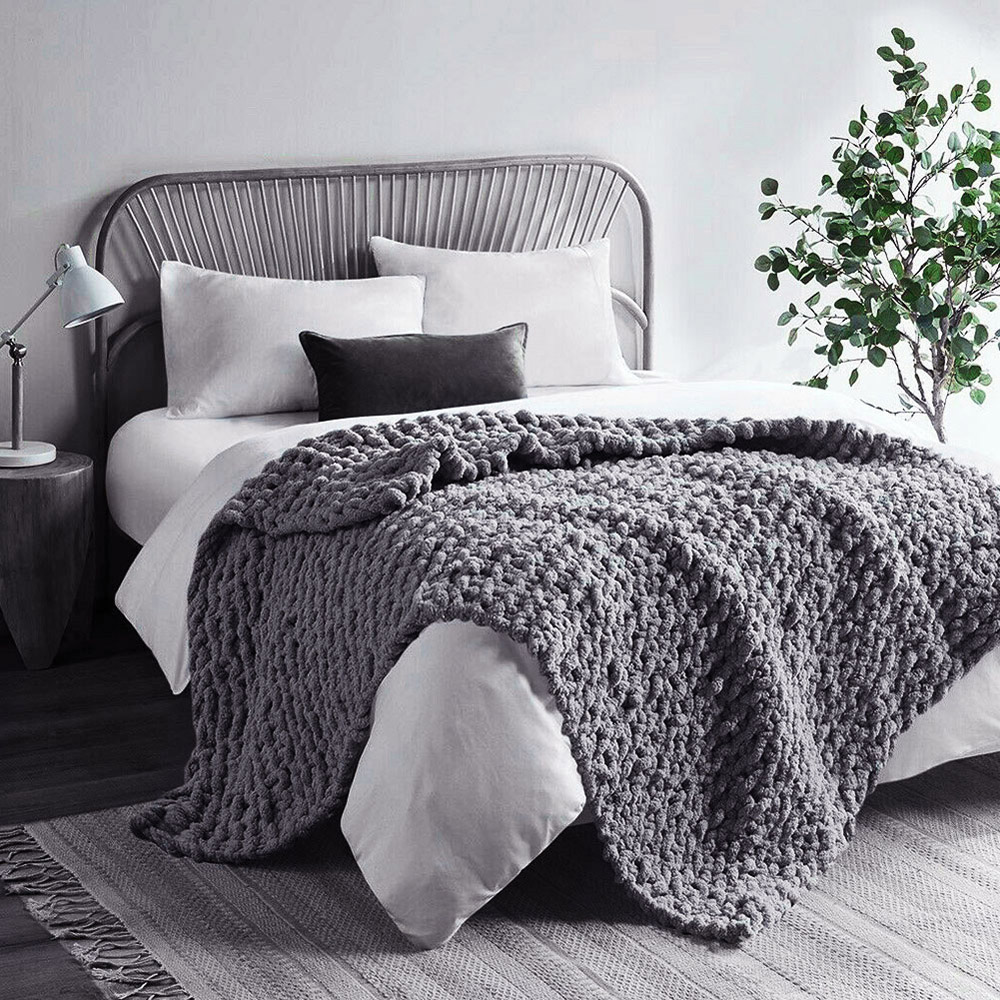 Living and Home Hand Woven Chenille Blanket for Couch and Bed 150cm Image 7