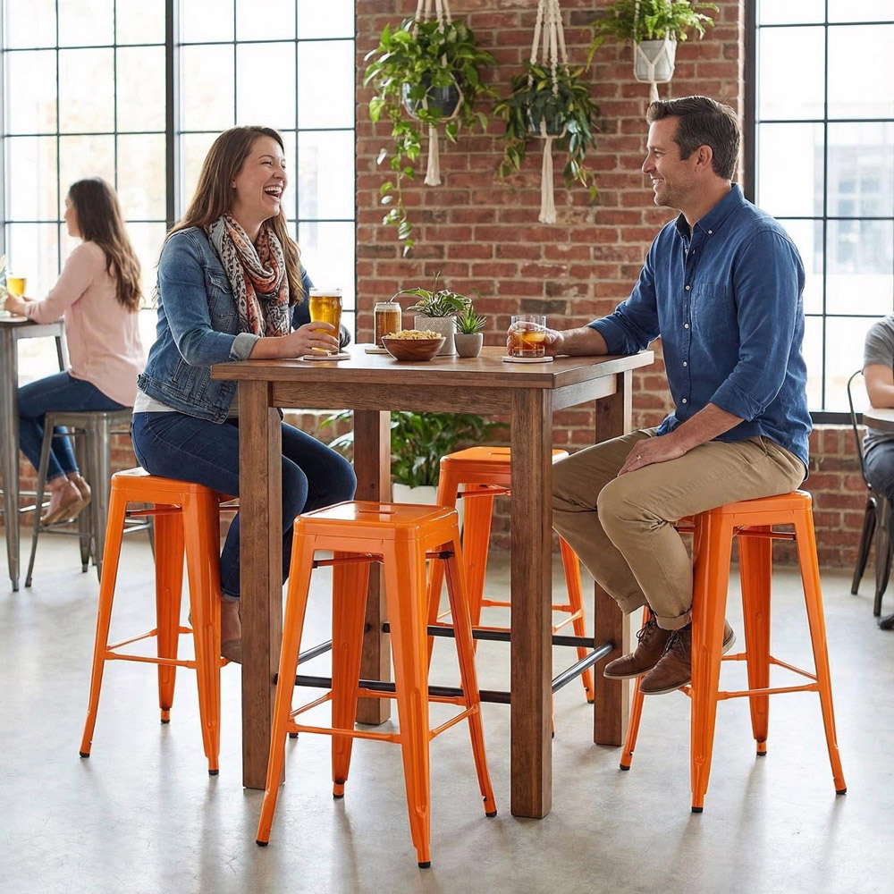 FWStyle Orange Gloss Metal Bar Stool 4 Pack Image 5