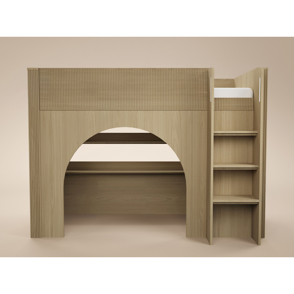 Flair Kaska Single Oak Ribbed Panel Mid Sleeper Bed Image 3
