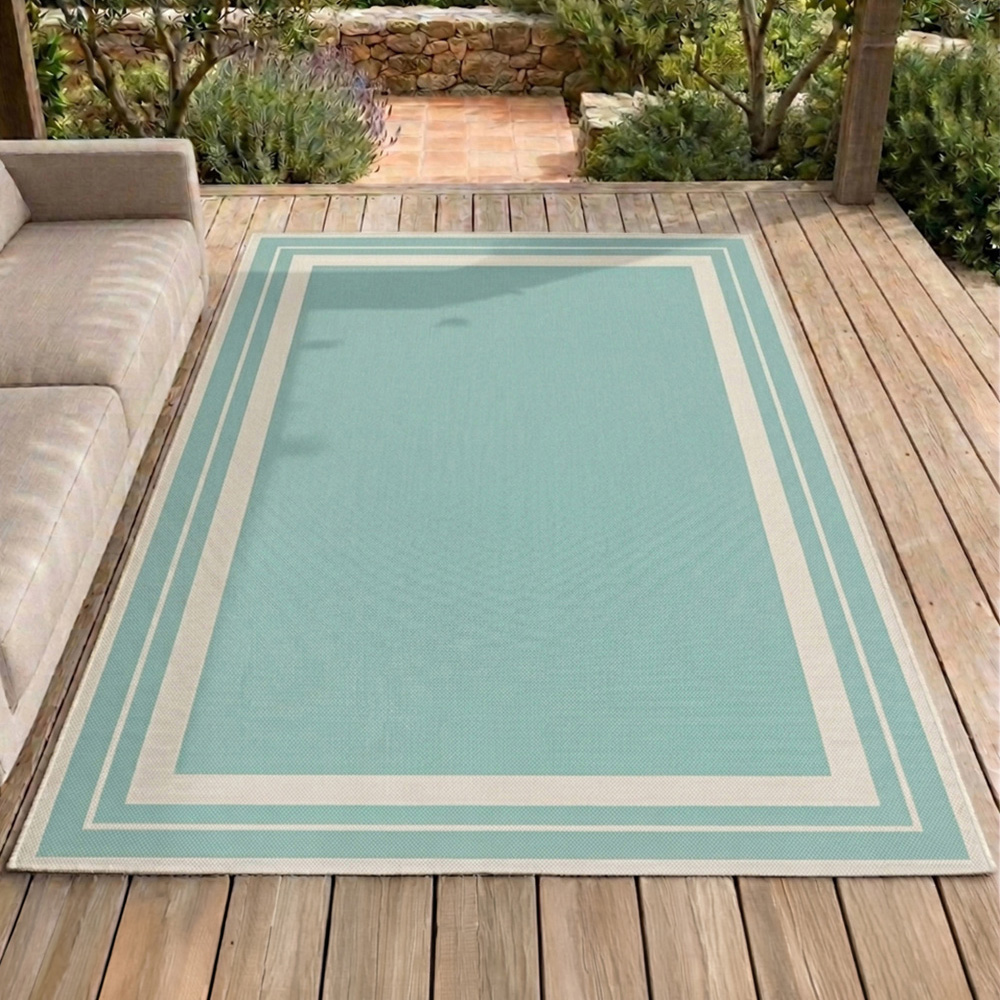 Portland Rugstyle Aqua Border Rug 80 x 150cm Image 1