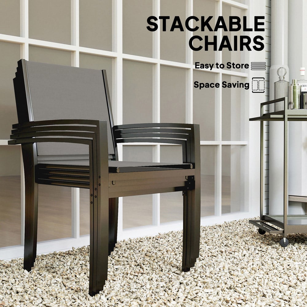 Outsunny 4 Seater Steel Garden Dining Set with Stackable Chair Image 8